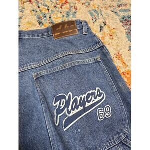 Vintage Y2k D Bo Players 69 Baggy Denim Jean Shorts Jorts Size 38" Skater Grunge